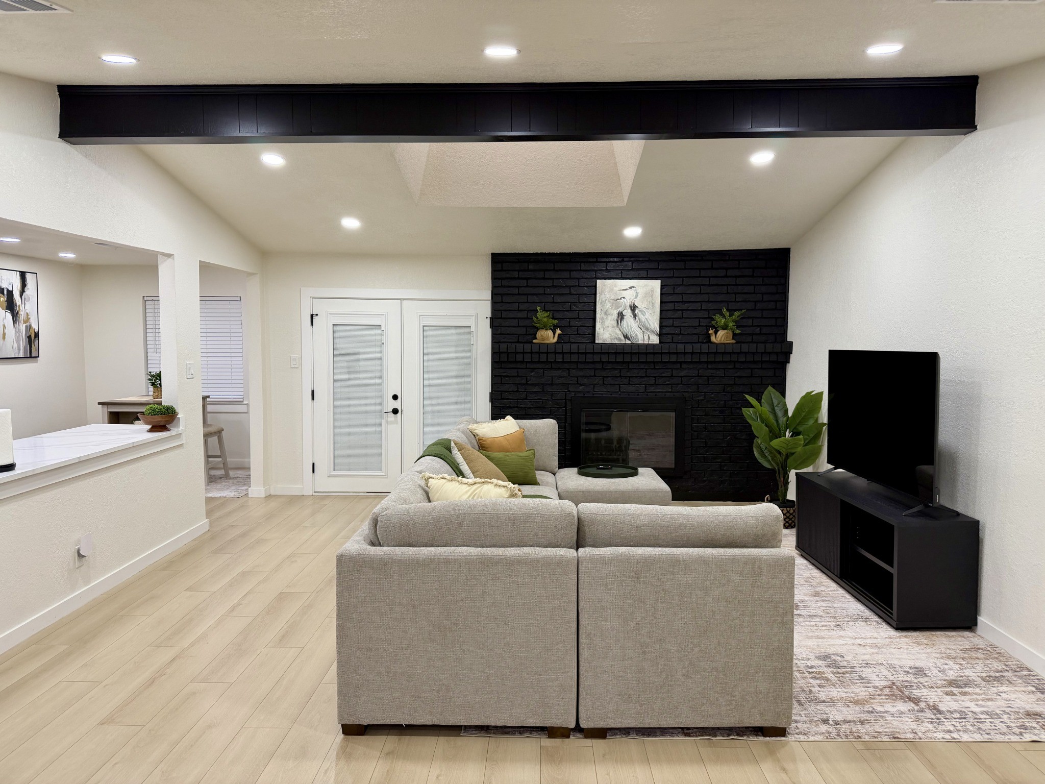 Fireplace and seating area